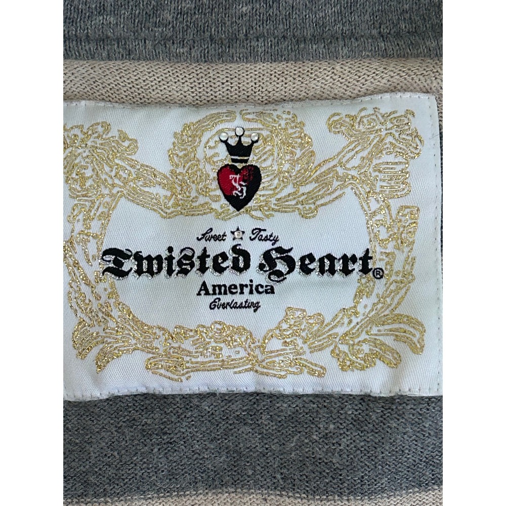 Twisted Heart America Striped Cashmere Blend Zip Hoodie MED Y2K luxury - Picture 4 of 10